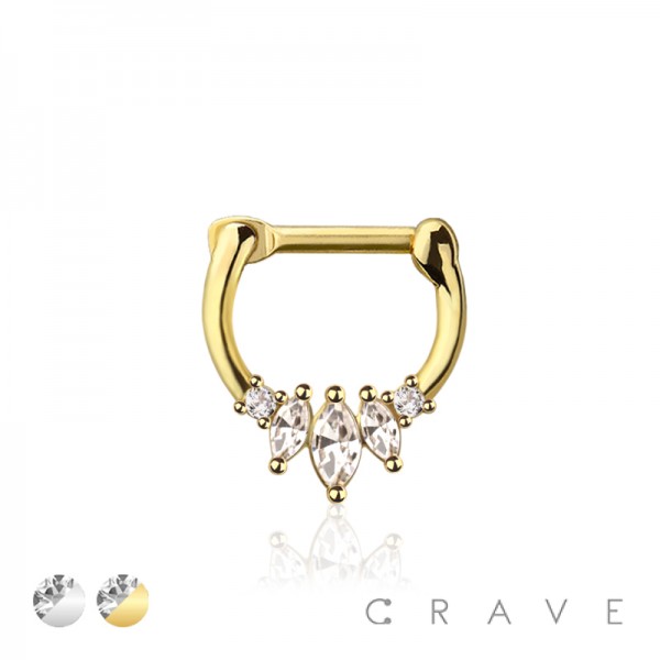 MULTI GEM CZ MARQUISE SEPTUM HINGED CLICKER